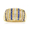 Ross-simons Sapphire And . Diamond Striped Ring In 14kt Yellow Gold In Blue