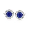 Ross-simons Sapphire And . Diamond Stud Earrings In 14kt White Gold In White