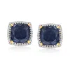 Ross-simons Sapphire And . Diamond Stud Earrings In 14kt Yellow Gold In Blue