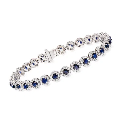 ROSS-SIMONS SAPPHIRE AND DIAMOND TENNIS BRACELET IN 14KT WHITE GOLD