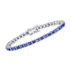 Ross-simons Sapphire And . Diamond Tennis Bracelet In Sterling Silver In Multi