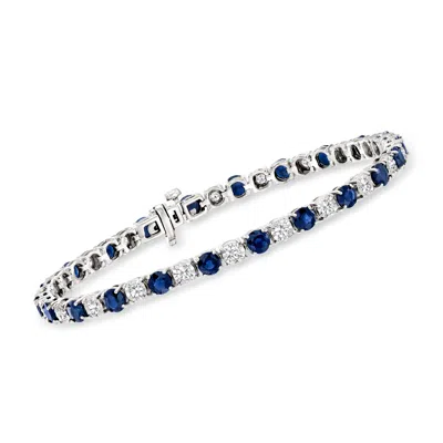 Ross-simons Sapphire And Diamond Tennis Bracelet In Sterling Silver In Multi