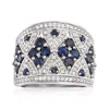 Ross-simons Sapphire And . Diamond Wide Ring In Sterling Silver In Blue