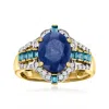Ross-simons Sapphire And . London Blue Topaz Ring With . Diamonds In 14kt Yellow Gold In Blue