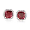 Ross-simons Sapphire And . White Topaz Double-frame In Sterling Silver In Red
