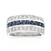 Ross-simons Sapphire And . White Topaz Multi-row Ring In Sterling Silver In Blue