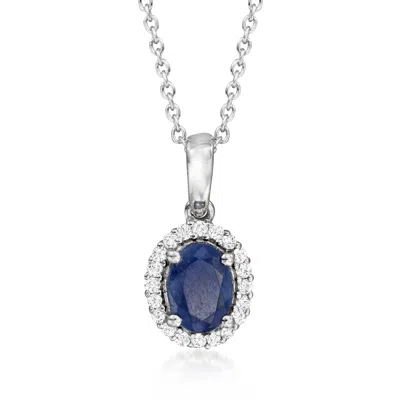 Ross-simons Sapphire And . White Topaz Pendant Necklace In Sterling Silver In Blue