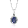 Ross-simons Sapphire And . White Topaz Pendant Necklace In Sterling Silver In Multi