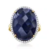 Ross-simons Sapphire And . White Topaz Ring In 18kt Gold Over Sterling In Blue