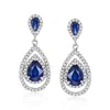 Ross-simons Sapphire And White Topaz Teardrop Earrings In Sterling Silver In Blue