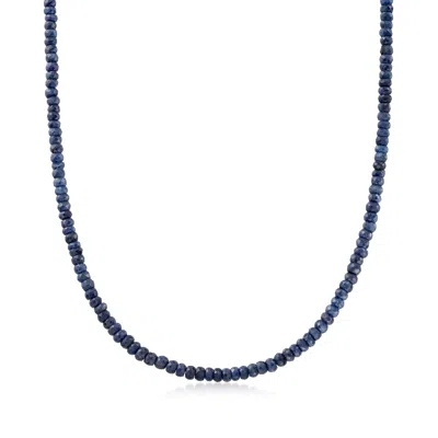 Ross-simons Sapphire Bead Necklace With 14kt Yellow Gold Magnetic Clasp In White