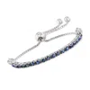 Ross-simons Sapphire Bolo Bracelet With White Zircon Accents In Sterling Silver In Blue