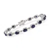 Ross-simons Sapphire Bracelet With Diamond Accents In Sterling Silver In Multi