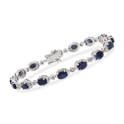 Ross-simons Sapphire Bracelet With Diamond Accents In Sterling Silver In Multi
