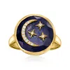 Ross-simons Sapphire Celestial Ring With Diamonds In 18kt Gold Over Sterling In Blue