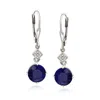 Ross-simons Sapphire Drop Earrings With Diamond Accents In Sterling Silver In Metallic