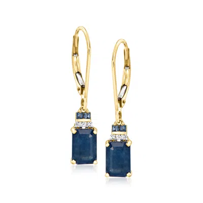 Ross-simons Sapphire Drop Earrings With Diamonds In 14kt Yellow Gold In Multi