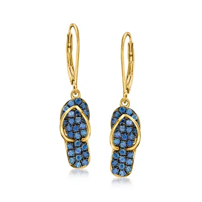 Ross-simons Sapphire Flip-flop Drop Earrings In 18kt Gold Over Sterling In Blue
