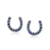 Ross-simons Sapphire Horseshoe Earrings In Sterling Silver In Blue