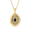 Ross-simons Sapphire Locket Necklace With Diamond Accent In 18kt Gold Over Sterling In Multi