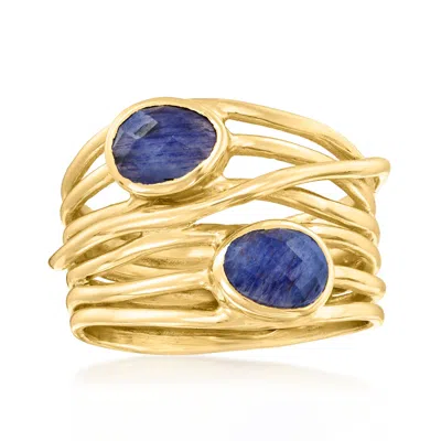 Ross-simons Sapphire Multi-row Ring In 18kt Gold Over Sterling In Blue