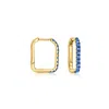 Ross-simons Sapphire Paper Clip Link Hoop Earrings In 18kt Gold Over Sterling In Blue