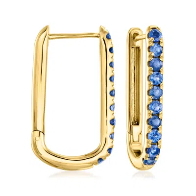Ross-simons Sapphire Paper Clip Link Hoop Earrings In 18kt Gold Over Sterling In Blue