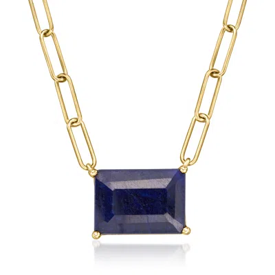 Ross-simons Sapphire Paper Clip Link Necklace In 18kt Gold Over Sterling In Multi