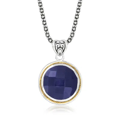 Ross-simons Sapphire Pendant Necklace In Sterling Silver And 18kt Yellow Gold. 18 Inches In Multi