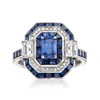 Ross-simons Sapphire Ring With Diamond Accents In 14kt White Gold In Blue