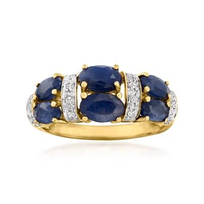Ross-simons Sapphire Ring With Diamond Accents In 14kt Yellow Gold In Blue