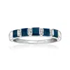 Ross-simons Sapphire Ring With Diamond Accents In Sterling Silver In Blue