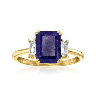 Ross-simons Sapphire Ring With . White Topaz In 18kt Gold Over Sterling In Blue