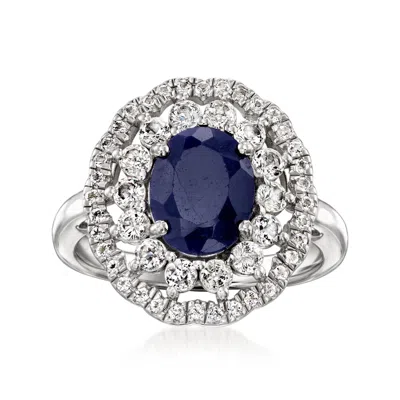 Ross-simons Sapphire Ring With White Topaz In Sterling Silver In Blue
