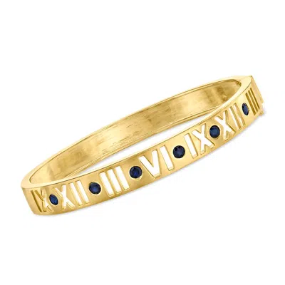 Ross-simons Sapphire Roman Numeral Bangle Bracelet In 18kt Gold Over Sterling In Multi