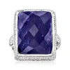 Ross-simons Sapphire Roped-edge Ring In Sterling Silver In Blue
