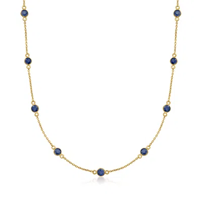 Ross-simons Sapphire Station Necklace In 18kt Gold Over Sterling In Multi