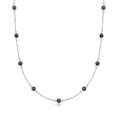 Ross-simons Sapphire Station Necklace In Sterling Silver In Multi