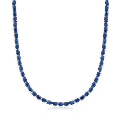 Ross-simons Sapphire Tennis Necklace In Sterling Silver In Multi