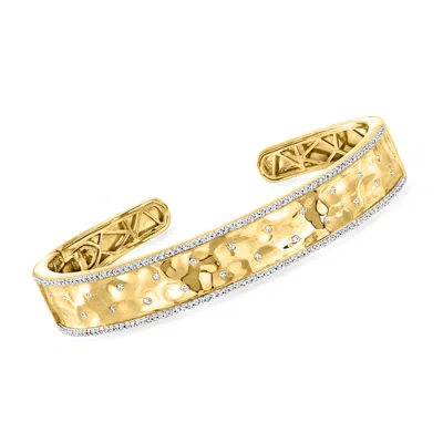 Ross-simons Scattered-diamond Cuff Bracelet In 18kt Gold Over Sterling