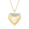 Ross-simons Scattered-diamond Heart Pendant Necklace In 18kt Gold Over Sterling