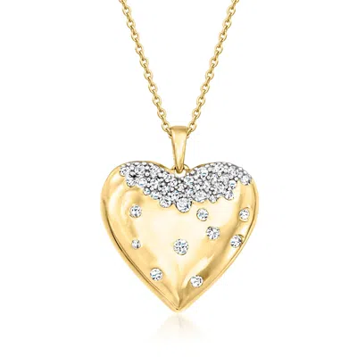 Ross-simons Scattered-diamond Heart Pendant Necklace In 18kt Gold Over Sterling In Multi
