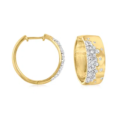 Ross-simons Scattered Diamond Hoop Earrings In 18kt Gold Over Sterling In White