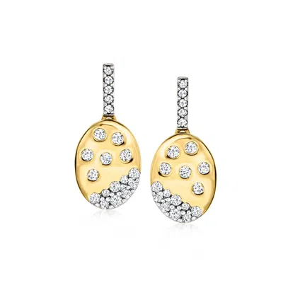 Ross-simons Scattered-diamond Oval Drop Earrings In 18kt Gold Over Sterling In White