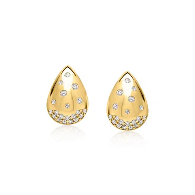 Ross-simons Scattered-diamond Teardrop Earrings In 18kt Gold Over Sterling