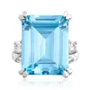 Ross-simons Simulated Aquamarine And . Cz Ring In Sterling Silver In White