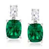 Ross-simons Simulated Emerald And Cz Drop Earrings In Sterling Silver In Green