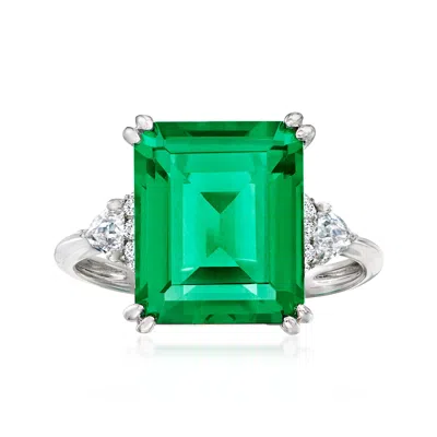 Ross-simons Simulated Emerald And . Cz Ring In Sterling Silver In Green