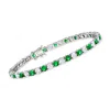 Ross-simons Simulated Emerald And Cz Tennis Bracelet In Sterling Silver In Multi