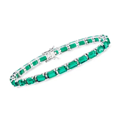 Ross-simons Simulated Emerald Tennis Bracelet In Sterling Silver In Multi
